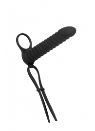 Черная вибронасадка для двойного проникновения Rori - 17 см. - Lola Games - купить с доставкой в Калининграде