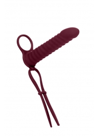Бордовая вибронасадка для двойного проникновения Rori - 17 см. - Lola Games - купить с доставкой в Калининграде