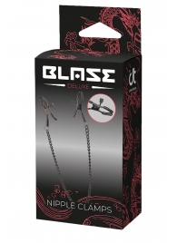 Черные зажимы на соски на цепочке BLAZE DELUXE NIPPLE CLAMPS - Dream Toys - купить с доставкой в Калининграде