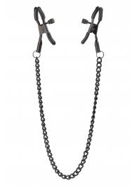 Черные зажимы на соски на цепочке BLAZE DELUXE NIPPLE CLAMPS - Dream Toys - купить с доставкой в Калининграде