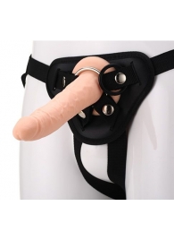 Телесный страпон на черных трусиках STRAP ON REAL DILDO - 20 см. - Dream Toys - купить с доставкой в Калининграде