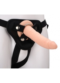 Телесный страпон на черных трусиках STRAP ON REAL DILDO - 20 см. - Dream Toys - купить с доставкой в Калининграде
