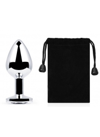 Серебристая анальная пробка с прозрачным стразом - 7,2 см. - Anal Jewelry Plug - купить с доставкой в Калининграде