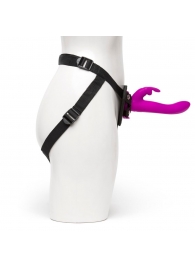 Лиловый страпон Rechargeable Vibrating Strap-On Harness Set - 17,6 см. - Happy Rabbit - купить с доставкой в Калининграде