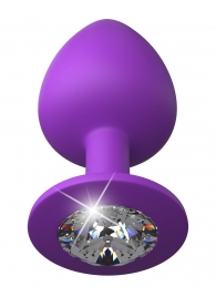 Фиолетовая анальная пробка со стразом Her Little Gem Large Plug - 9,5 см. - Pipedream - купить с доставкой в Калининграде
