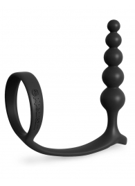 Черная анальная цепочка с эрекционным кольцом Ass-gasm Cockring Anal Beads - Pipedream - в Калининграде купить с доставкой