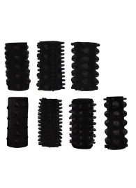 Набор из 7 черных насадок PENIS SLEEVES SET - Dream Toys - в Калининграде купить с доставкой