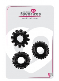 Набор из 3 черных эрекционных колец SET OF 3 COCKRINGS - Dream Toys - в Калининграде купить с доставкой