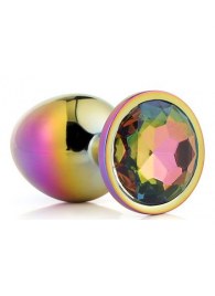 Голографическая анальная втулка с радужным кристаллом - 7,1 см. - Dream Toys - купить с доставкой в Калининграде