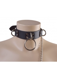 Черный кожаный ошейник Big Ring - Sitabella - купить с доставкой в Калининграде
