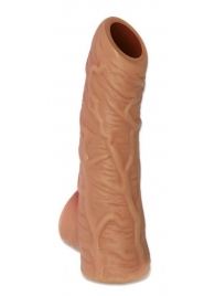 Телесная открытая насадка-реалистик с подхватом мошонки Nude Sleeve L - 14 см. - KOKOS - в Калининграде купить с доставкой