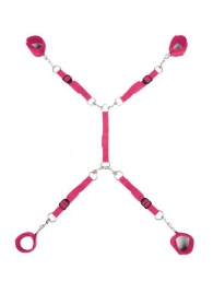 Ярко-розовый набор фиксаций на кровати Classic Bed Spreader - Lux Fetish - купить с доставкой в Калининграде