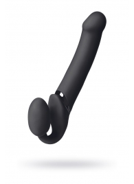 Черный безремневой вибрострапон Vibrating Bendable Strap-On L - Strap-on-me - купить с доставкой в Калининграде