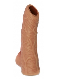 Телесная открытая насадка-реалистик с подхватом мошонки Nude Sleeve S - 10 см. - KOKOS - в Калининграде купить с доставкой