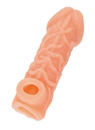 Телесная закрытая насадка с венками Cock Sleeve Size S - 13,8 см. - KOKOS - в Калининграде купить с доставкой