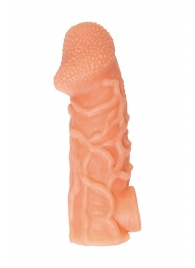 Телесная закрытая насадка с венками Cock Sleeve Size L - 17,6 см. - KOKOS - в Калининграде купить с доставкой