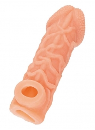 Телесная закрытая насадка с венками Cock Sleeve Size L - 17,6 см. - KOKOS - в Калининграде купить с доставкой