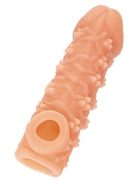 Телесная закрытая насадка с пучками шишечек Cock Sleeve Size L - 17,6 см. - KOKOS - в Калининграде купить с доставкой