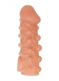 Телесная закрытая насадка с шариками Cock Sleeve Size M - 15,6 см. - KOKOS - в Калининграде купить с доставкой