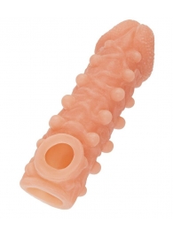 Телесная закрытая насадка с шариками Cock Sleeve Size M - 15,6 см. - KOKOS - в Калининграде купить с доставкой