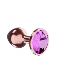 Пробка цвета розового золота с лиловым кристаллом Diamond Quartz Shine L - 8,3 см. - Lola Games - купить с доставкой в Калининграде