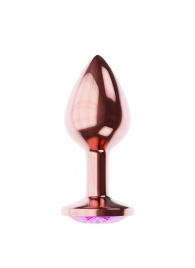 Пробка цвета розового золота с лиловым кристаллом Diamond Quartz Shine L - 8,3 см. - Lola Games - купить с доставкой в Калининграде