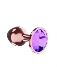 Пробка цвета розового золота с фиолетовым кристаллом Diamond Amethyst Shine L - 8,3 см. - Lola Games - купить с доставкой в Калининграде
