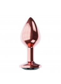 Пробка цвета розового золота с черным кристаллом Diamond Jet Shine L - 8,3 см. - Lola Games - купить с доставкой в Калининграде