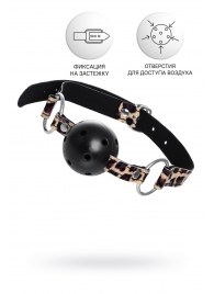 Черный кляп-шар на леопардовых ремешках Anonymo - ToyFa - купить с доставкой в Калининграде