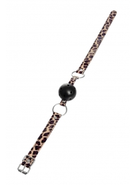 Черный кляп-шар на леопардовых ремешках Anonymo - ToyFa - купить с доставкой в Калининграде