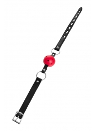 Красный кляп-шар на черных ремешках - ToyFa - купить с доставкой в Калининграде