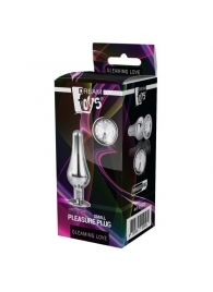 Серебристая анальная пробка с кристаллом Silver Pleasure Plug S - 9 см. - Dream Toys