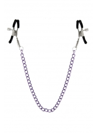Зажимы для сосков с фиолетовой цепочкой Sweet Caress Nipple Chain - Sweet Caress - купить с доставкой в Калининграде