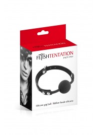 Черный силиконовый кляп-шарик на ремешках - Fetish Tentation - купить с доставкой в Калининграде