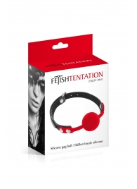 Красный кляп-шарик на черных ремешках - Fetish Tentation - купить с доставкой в Калининграде
