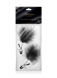 Зажимы на соски с черными пуховыми кисточками Sweet Caress Feather Nipple Clumps - Sweet Caress - купить с доставкой в Калининграде