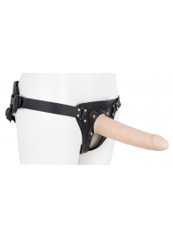 Пустотелый страпон Harness CLASSIC с бандажом - 19,5 см. - LOVETOY (А-Полимер) - купить с доставкой в Калининграде