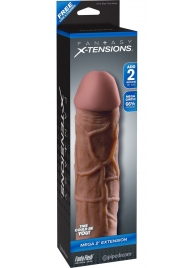 Коричневая насадка Mega 2  Extension - 20,3 см. - Pipedream - в Калининграде купить с доставкой