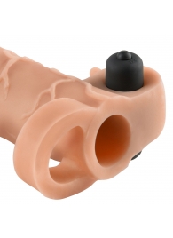 Телесная вибронасадка с кольцом Vibrating Real Feel 2 Extension - 16 см. - Pipedream - в Калининграде купить с доставкой