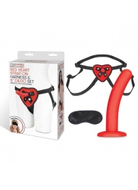 Красный поясной фаллоимитатор Red Heart Strap on Harness   5in Dildo Set - 12,25 см. - Lux Fetish - купить с доставкой в Калининграде