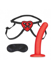 Красный поясной фаллоимитатор Red Heart Strap on Harness   5in Dildo Set - 12,25 см. - Lux Fetish - купить с доставкой в Калининграде