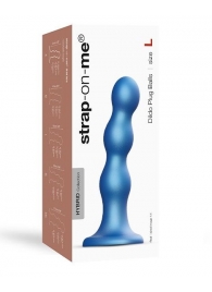 Голубая насадка Strap-On-Me Dildo Plug Balls size L - Strap-on-me - купить с доставкой в Калининграде