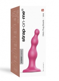 Розовая насадка Strap-On-Me Dildo Plug Beads size S - Strap-on-me - купить с доставкой в Калининграде