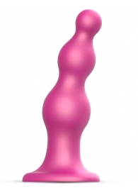 Розовая насадка Strap-On-Me Dildo Plug Beads size L - Strap-on-me - купить с доставкой в Калининграде