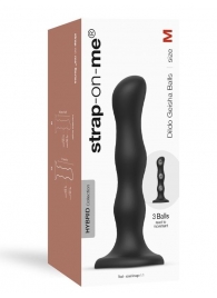 Черная насадка Strap-On-Me Dildo Geisha Balls size M - Strap-on-me - купить с доставкой в Калининграде