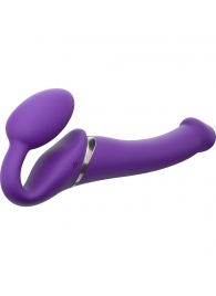 Фиолетовый безремневой вибрострапон Vibrating Bendable Strap-On - size L - Strap-on-me - купить с доставкой в Калининграде
