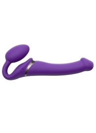 Фиолетовый безремневой вибрострапон Vibrating Bendable Strap-On - size L - Strap-on-me - купить с доставкой в Калининграде