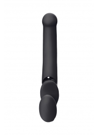 Черный безремневой вибрострапон Silicone Bendable Strap-On - size XL - Strap-on-me - купить с доставкой в Калининграде
