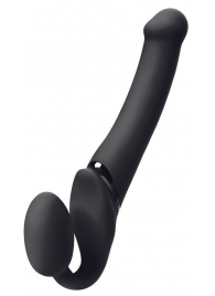 Черный безремневой вибрострапон Silicone Bendable Strap-On - size XL - Strap-on-me - купить с доставкой в Калининграде