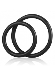 Набор из двух черных силиконовых колец разного диаметра SILICONE COCK RING SET - BlueLine - в Калининграде купить с доставкой